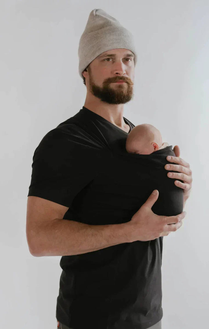 Stylish hands-free baby carrier T-shirt, designed for comfortable & convenient babywearing for any parent.