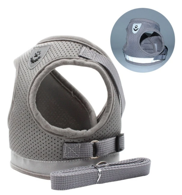 Adjustable cat chest harness and leash set, ideal for preventing escapes during walks and training.