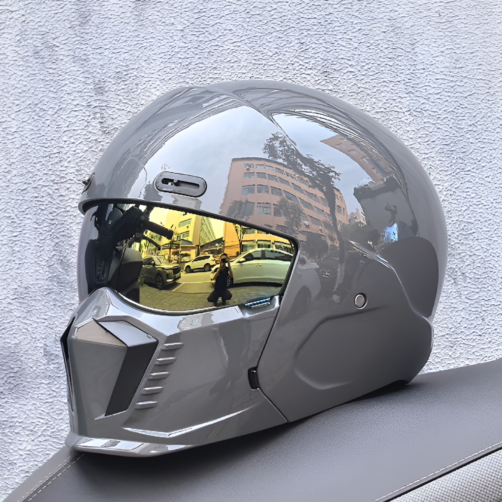 Men's and women's motorcycle helmet with DOT and ECE approval for safe rides.
