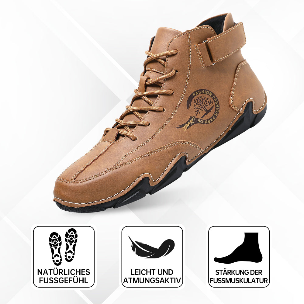 Front view of durable waterproof unisex boots. Ergonomic design ensures comfort & pain relief for active wear.