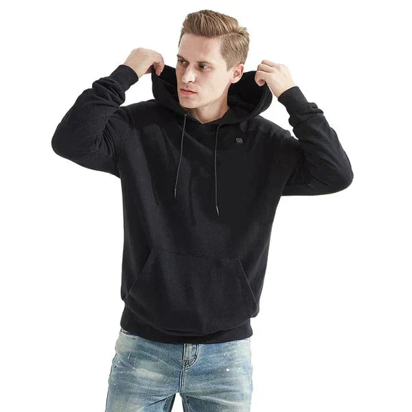 Close-up of ThermaHoodie unisex heated hoodie showcasing premium fabric.