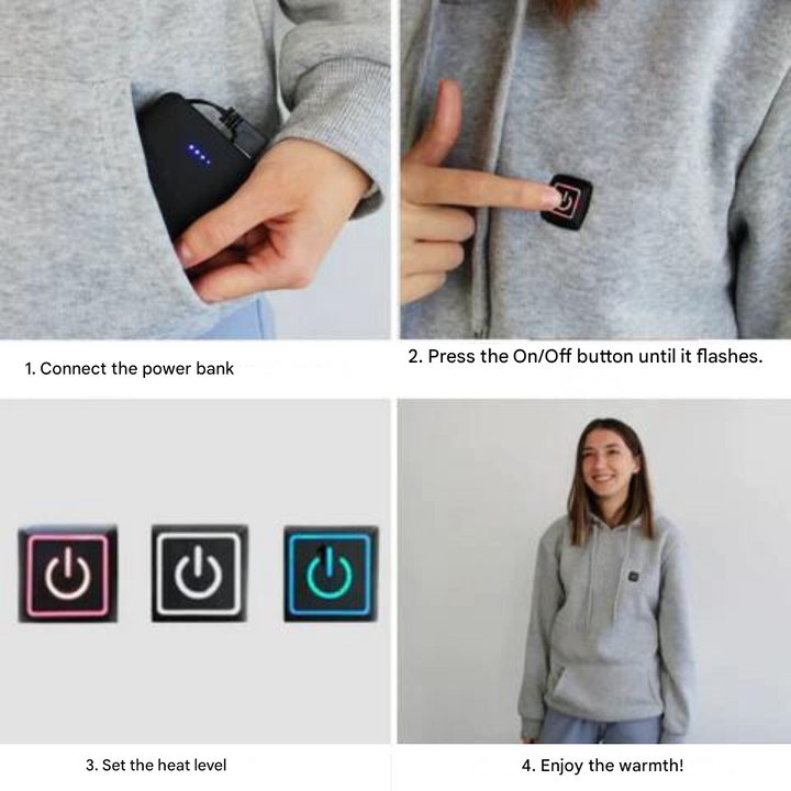 Front view of the ThermaHoodie unisex heated hoodie, showcasing its style.