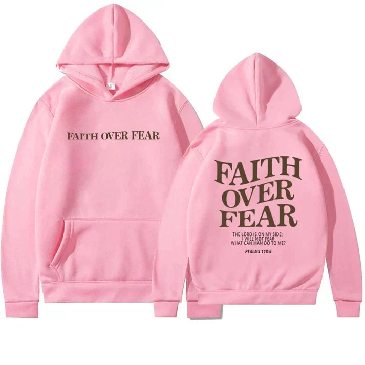 Unisex hoodie: 'Faith Over Fear' & Psalm 118:6. Christian apparel, spiritual gift, casual comfort wear.