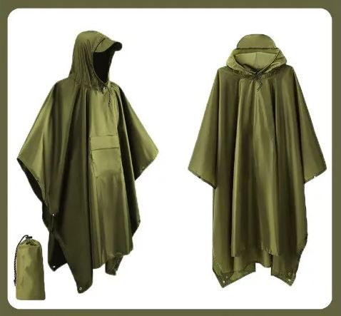 All-weather unisex rain poncho offering waterproof protection. Lightweight & packable for hiking, camping, and travel.