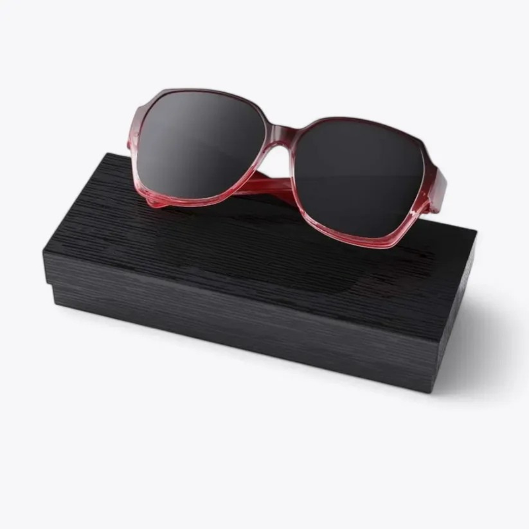 Lightweight unisex polarized sunglasses designed to wear over existing eyeglasses for UV protection.