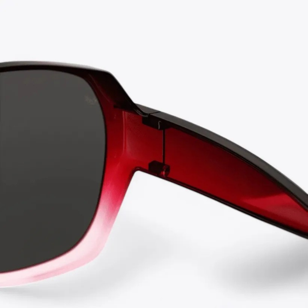 Dark lenses, over-glasses polarized sunglasses, lightweight, for enhanced vision & sun protection.