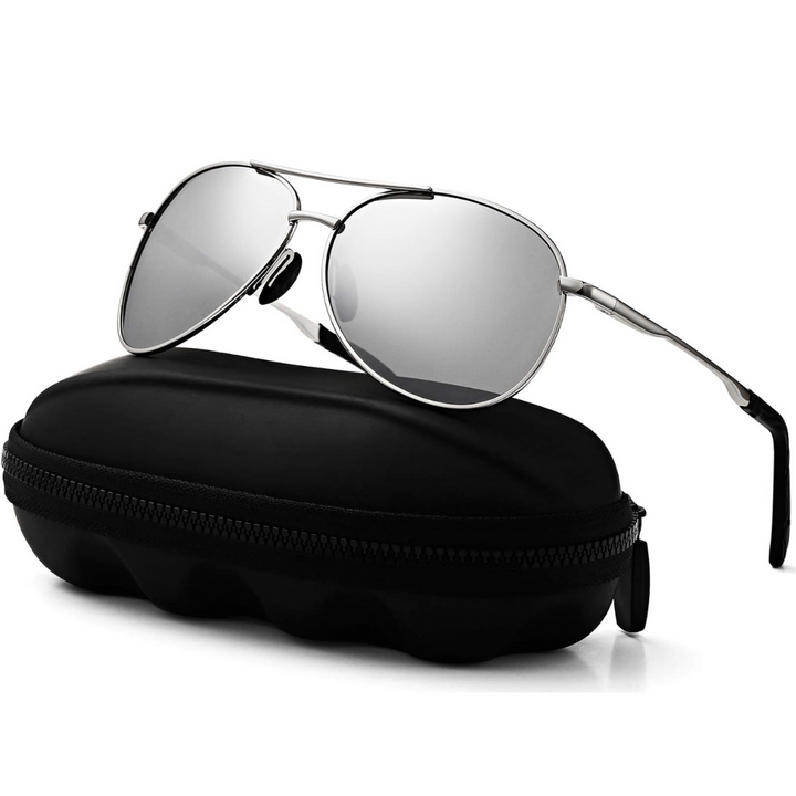 Unisex polarized aviator sunglasses for glare reduction, UV protection, driving & outdoor adventures.