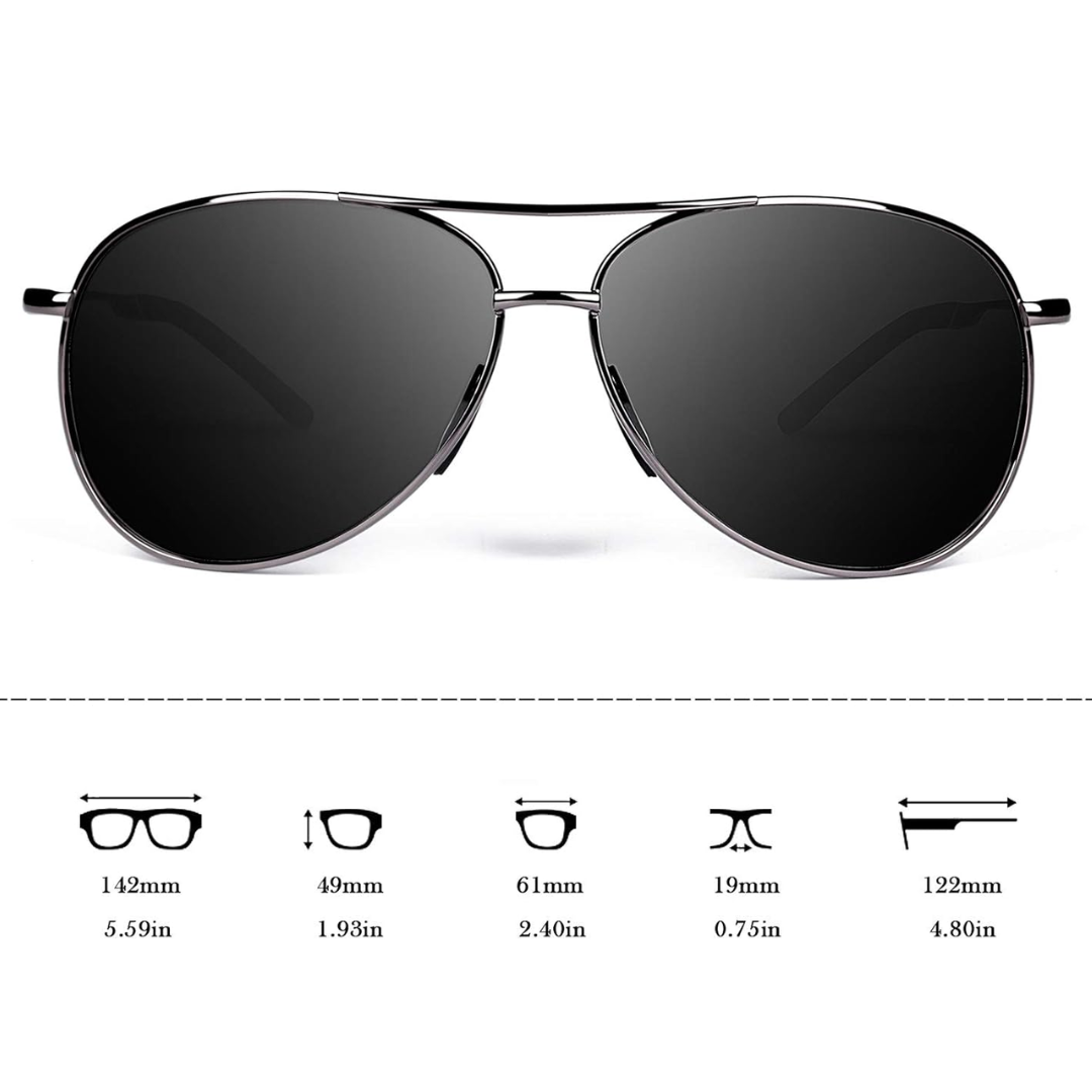 Glare-reducing polarized aviator sunglasses, essential summer accessory for both men & women.