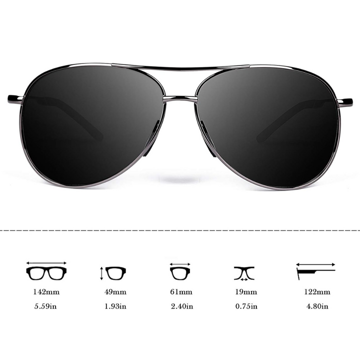 Glare-reducing polarized aviator sunglasses, essential summer accessory for both men & women.