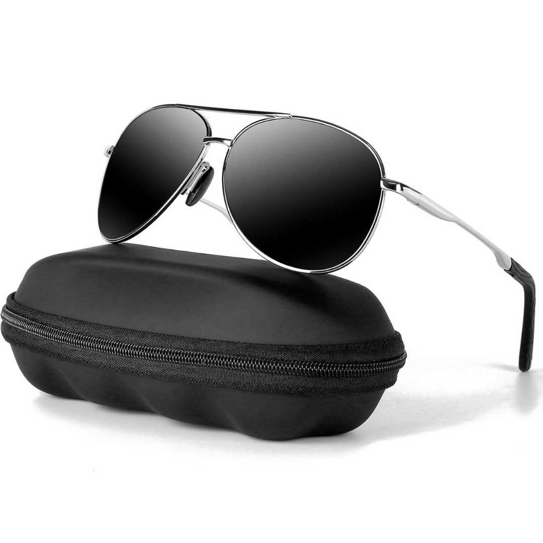 Stylish aviator sunglasses, polarized for glare reduction, essential men's & women's eyewear.