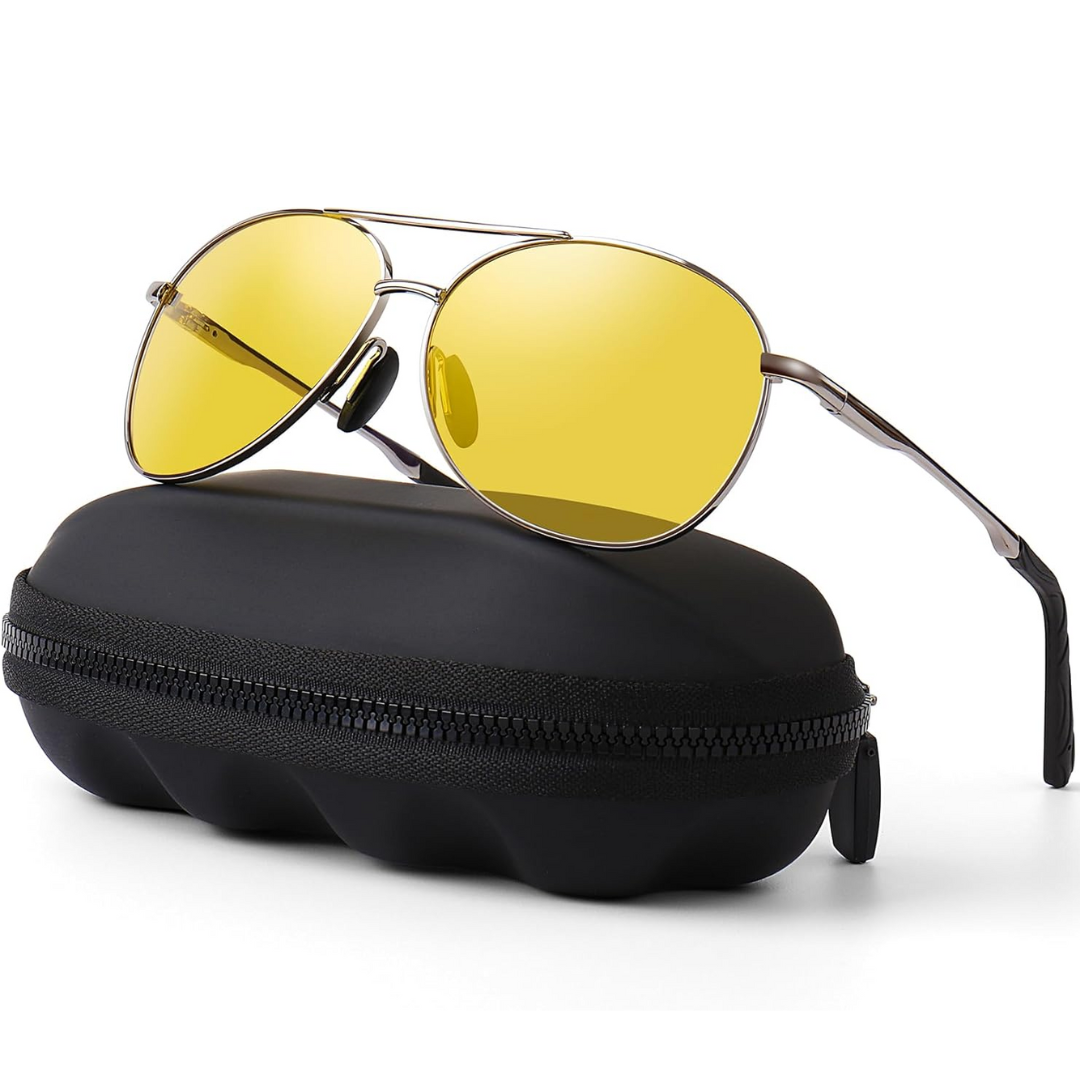 Polarized aviator sunglasses for men & women, offering superior glare reduction & UV protection.