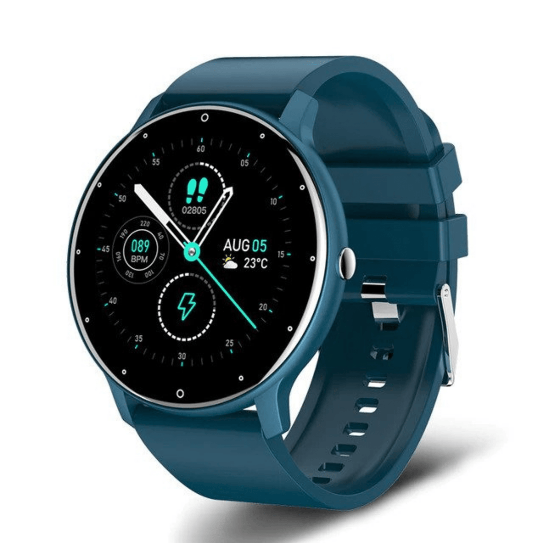 Modern unisex S9 smartwatch worn on wrist, combining fitness tracking, health monitoring & smart notifications.