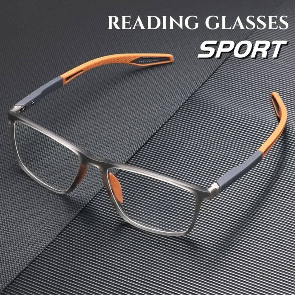 Unisex sport reading glasses with anti-blue light lenses for clear vision.