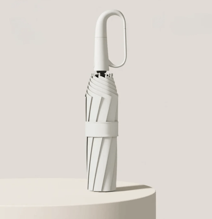 Unisex stormproof umbrella with reflective strips for enhanced visibility & windproof protection in rain.