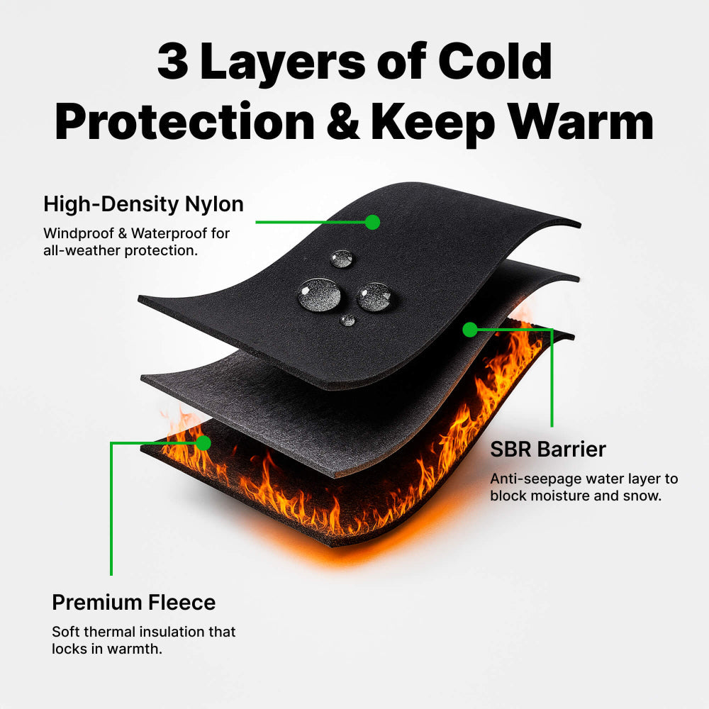 Woman enjoying winter activity with warm, water-repellent unisex heated gloves.
