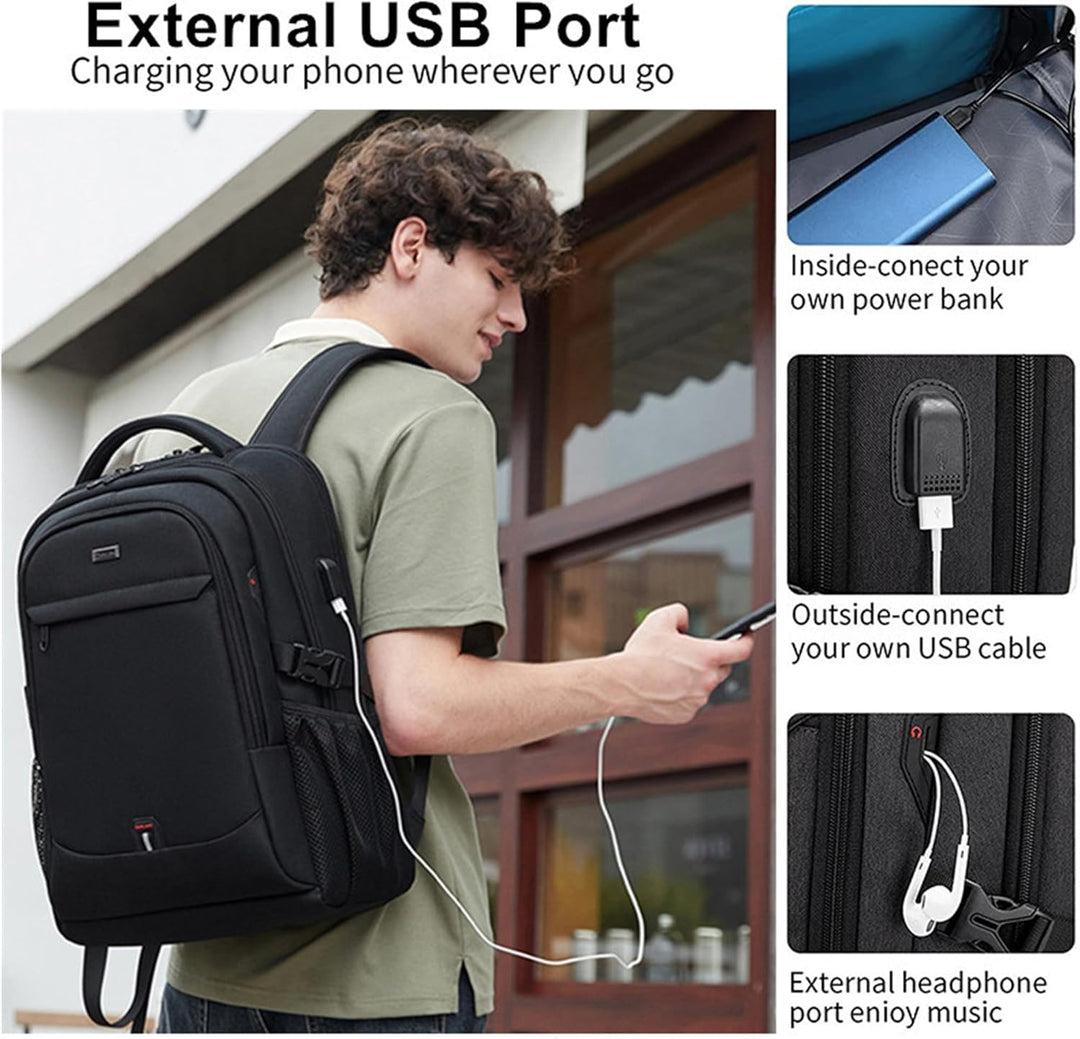 Ergonomic back of a durable unisex commuter backpack with padded straps, perfect for work, school, or travel.