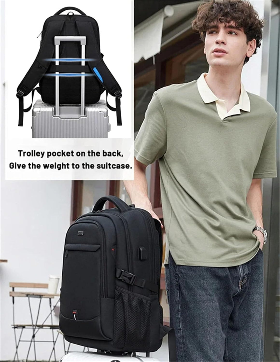 Versatile unisex work backpack, water-resistant & durable, with anti-theft features for secure daily travel.