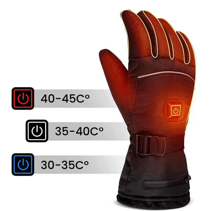 Motorcycle heated gloves, waterproof & touchscreen compatible, for ultimate cold weather protection.