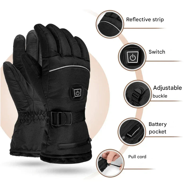 Stay warm with HeatGuard waterproof electric heated gloves; perfect unisex outdoor gear for cold weather.