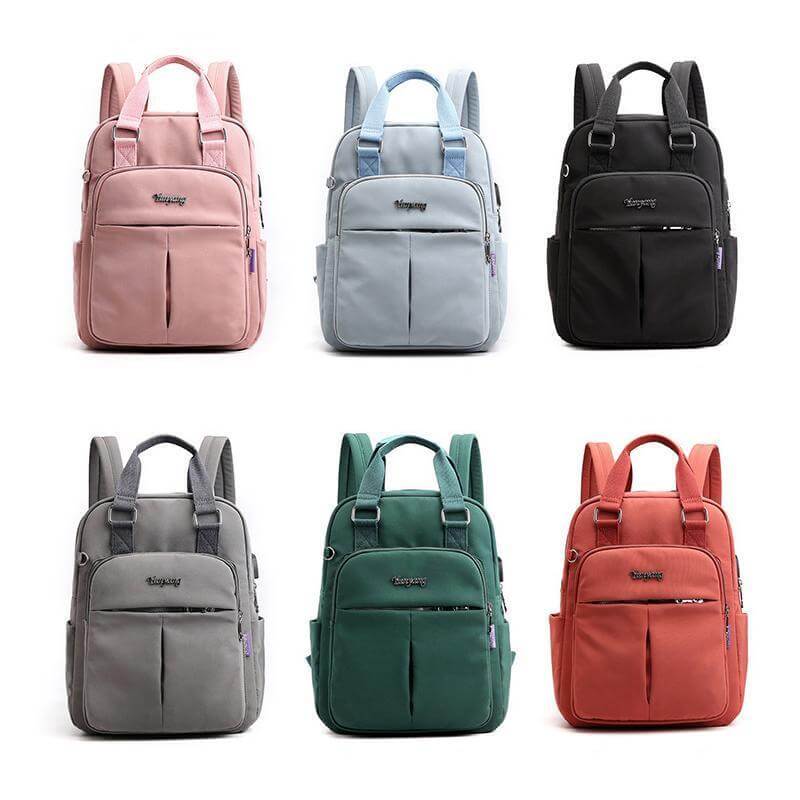 Unisex waterproof backpack with USB port, ideal for travel & laptop, made of durable oxford fabric.