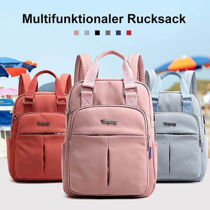 Durable waterproof school bag, unisex, with USB port for charging devices and secure laptop storage.