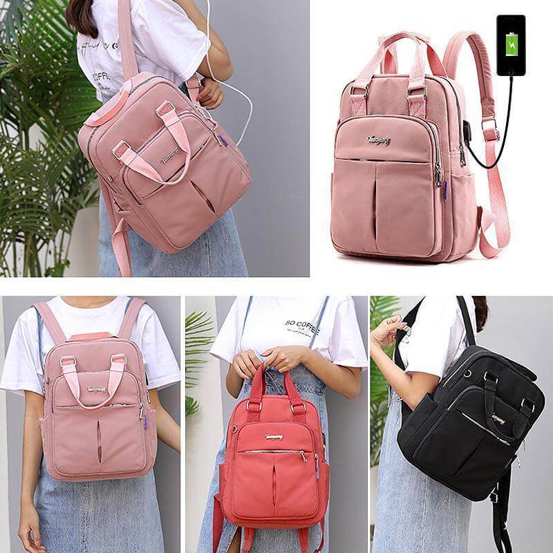 Versatile waterproof laptop backpack, unisex, with USB for work, school, travel, and daily use.