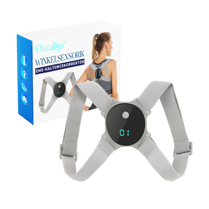 Unisex wearable EMS posture corrector for back support, promoting better alignment and pain relief.