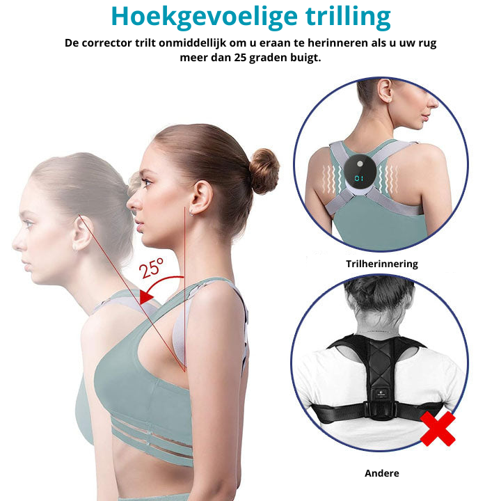 Wearable EMS posture trainer for daily back support, discreetly correcting posture for men and women.