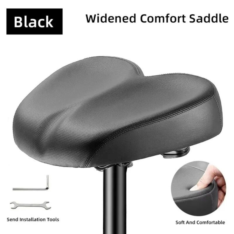 Ergonomic unisex wide comfort bike seat. Features extra support, shock absorption, & universal fit.