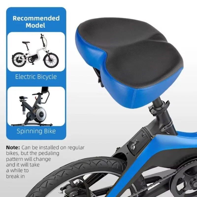 Shock absorbing unisex wide comfort bike seat, providing extra support & ergonomic design for cycling.
