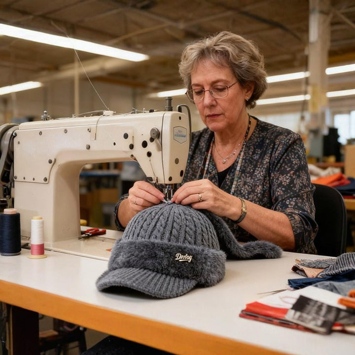 Stay toasty with this ear flap knit hat, perfect for icy days.