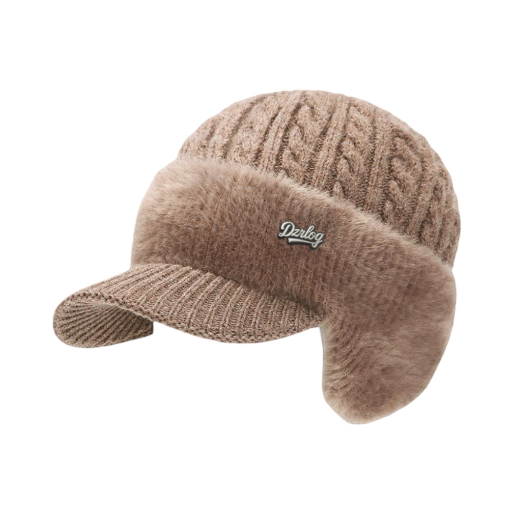 Comfortable knit ear flap hat, your go-to for winter excursions.