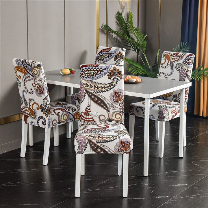 Contemporary stretch dining chair cover, kitchen & home decor solution.