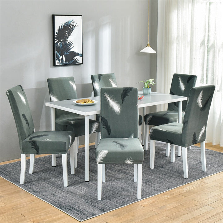 Spandex stretch dining chair cover, easy to clean, stylish home decor.