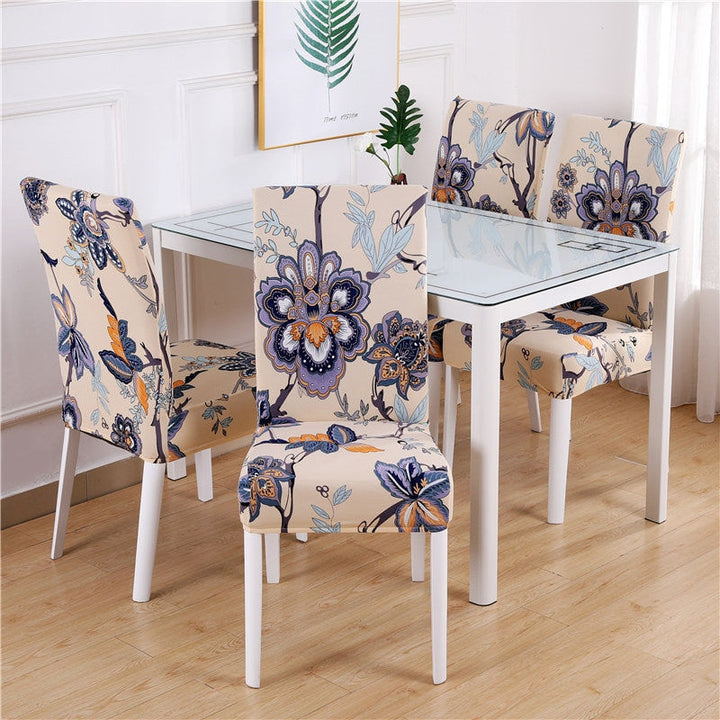 Stylish dining chair cover, elastic spandex, perfect for modern home decor.