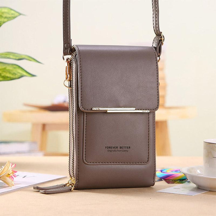 Women's universal crossbody phone bag with adjustable strap, perfect for hands-free convenience.