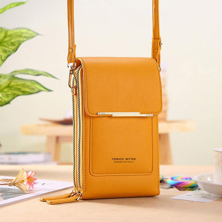 Chic women's universal phone case bag, a hands-free shoulder accessory for modern lifestyles.