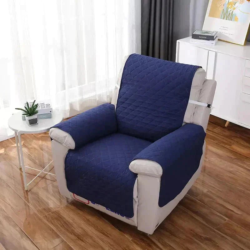 Full coverage stretch armchair cover, polyester slipcover for maximum furniture protection.