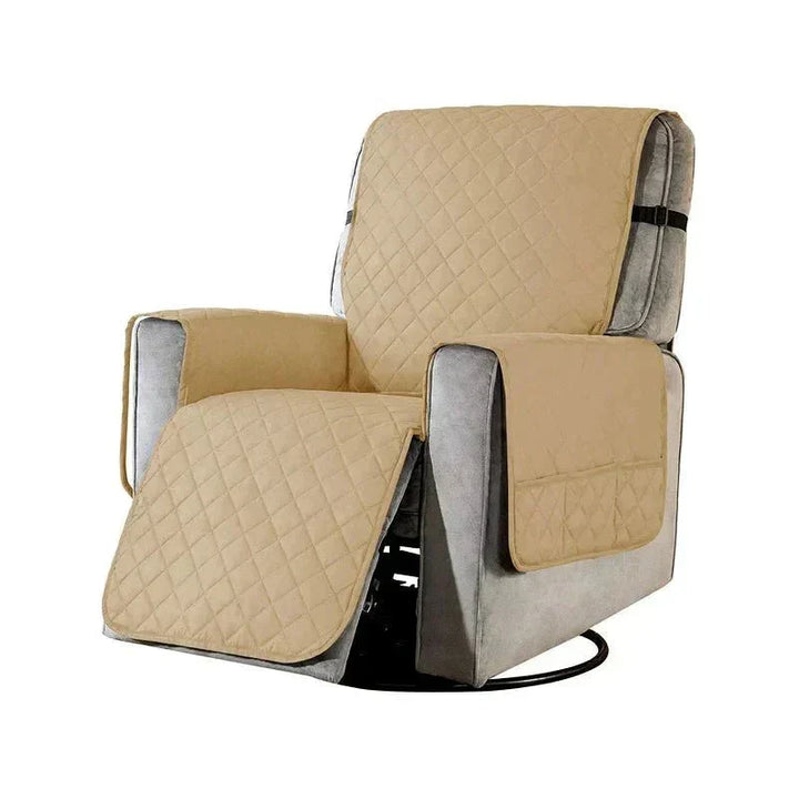 High-quality stretch armchair cover, washable polyester, protects furniture from daily wear.