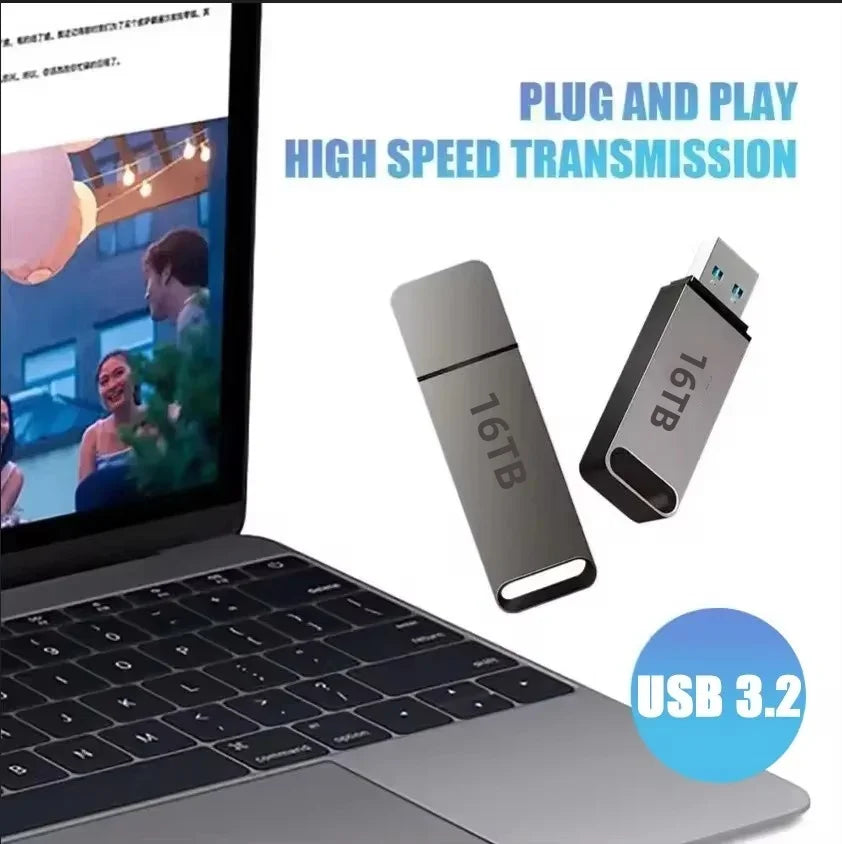 Versatile USB 3.2 flash drive, compatible with Mac & Windows. High-speed, waterproof, shockproof external drive.