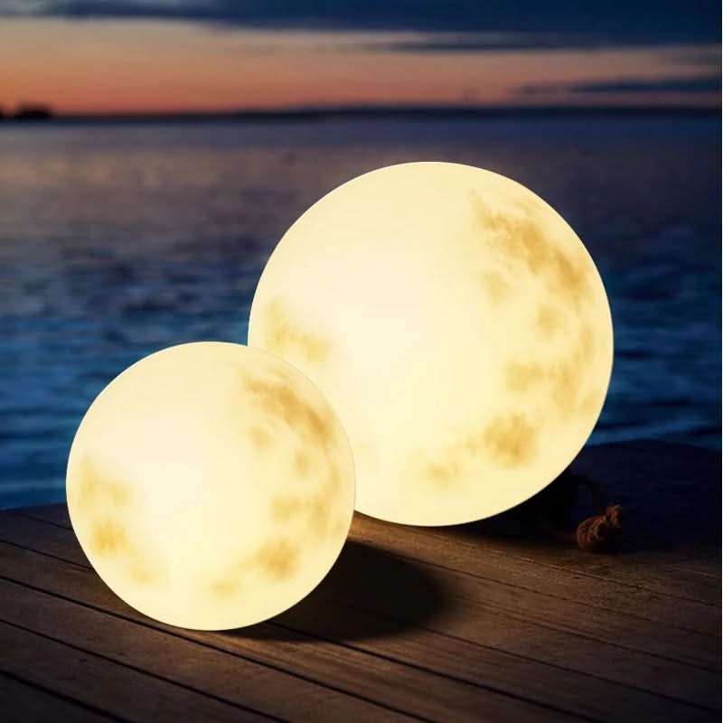 Modern moon lamp, USB rechargeable LED outdoor light. Ideal for garden decor, patio ambiance & night lighting.
