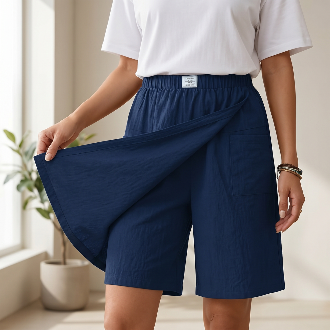 Women's wrap-front wide-leg skort, perfect for casual summer style.