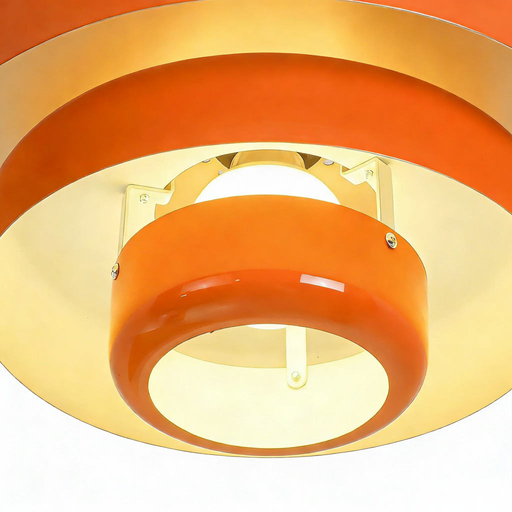 Unique modern tiered round ceiling light, colorful macaron design for contemporary hallways.