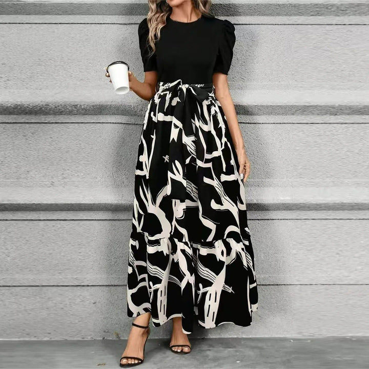 Women's High Waist Floral Print Maxi Dress