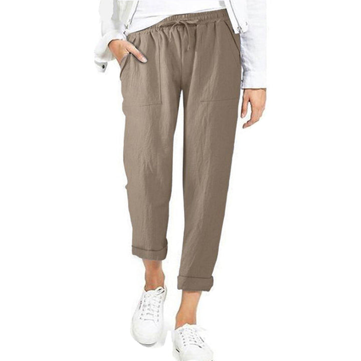 Women's casual lightweight pants, relaxed fit design with an elastic waist for summer.