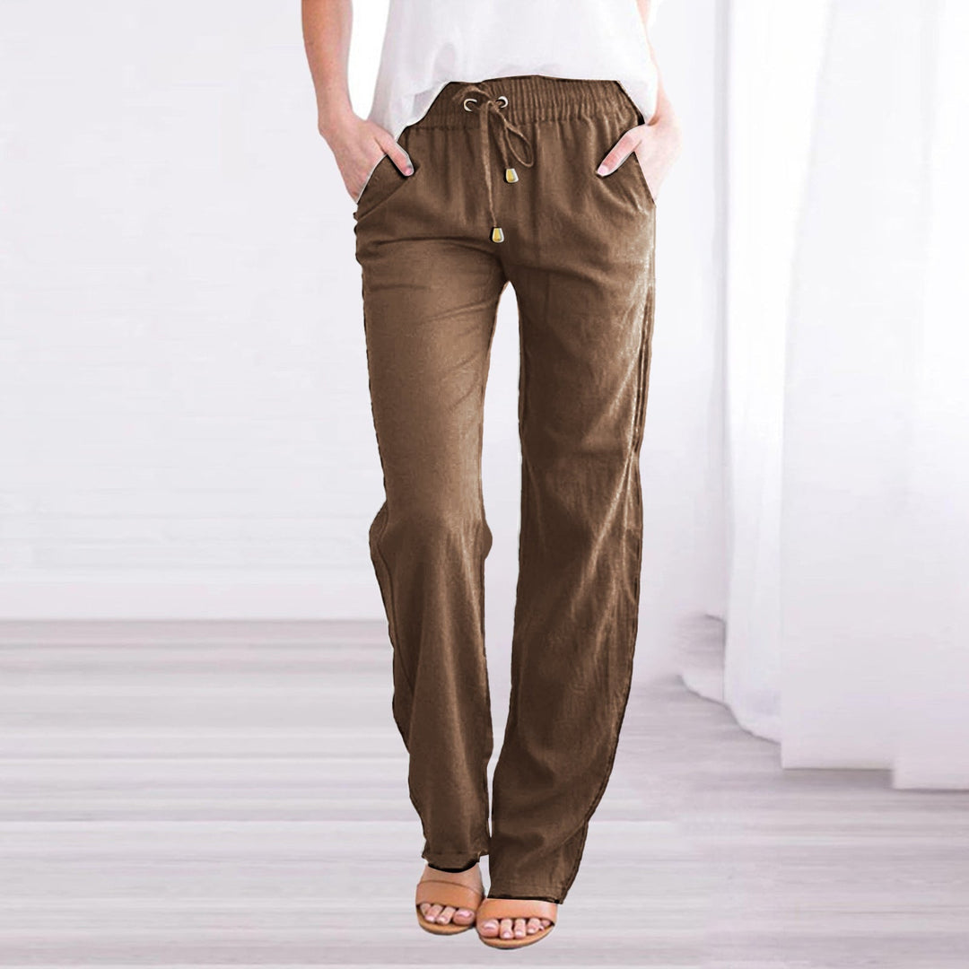 Women's comfortable summer bottom, lightweight, relaxed fit pants with elastic waist.