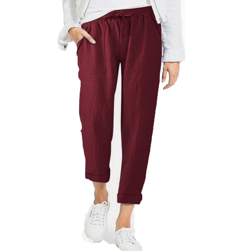 Women's versatile casual pants, lightweight, relaxed fit, and elastic waist, ideal for summer.