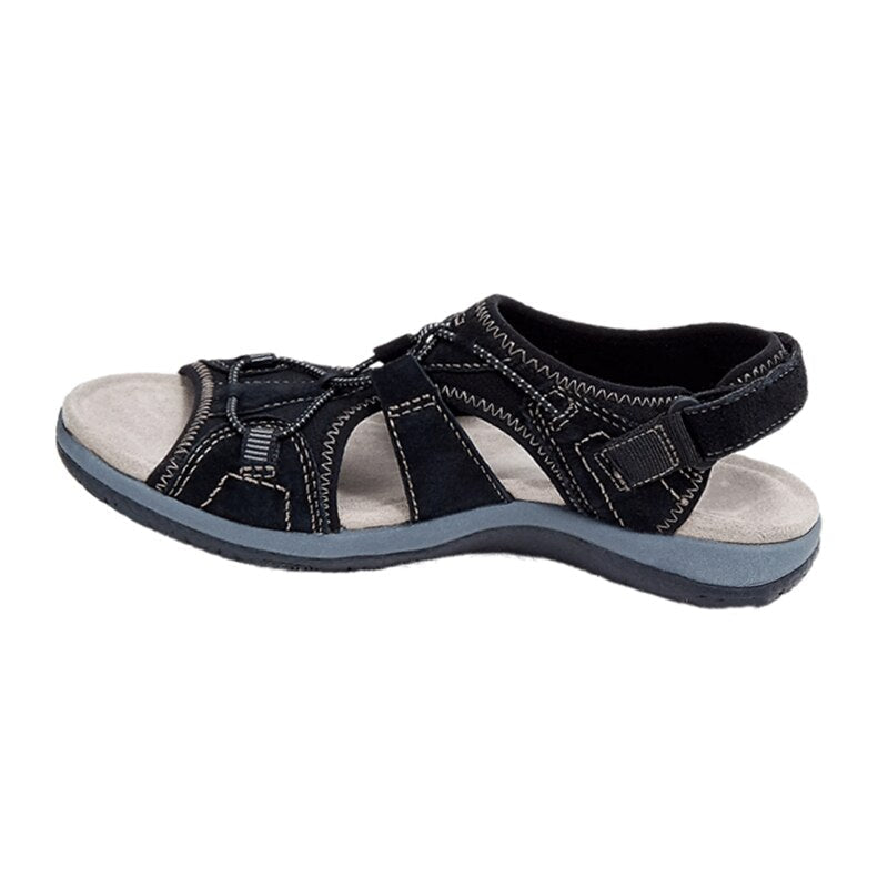Stylish women's arch support sandals for summer, offering comfort & adjustable fit for walking.