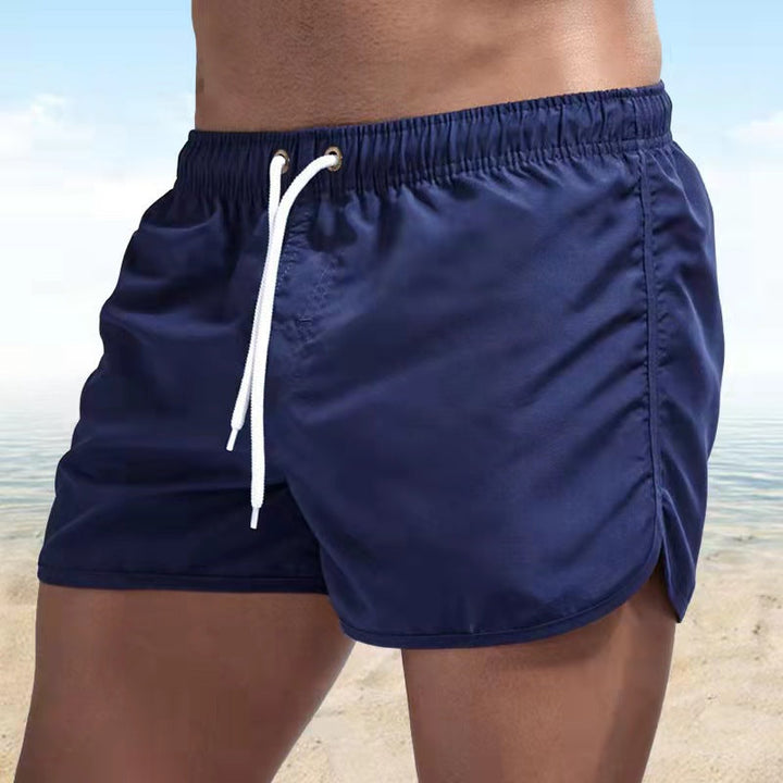 Men's wave swim shorts, fast-dry fabric, comfortable elastic waist, and practical pockets.