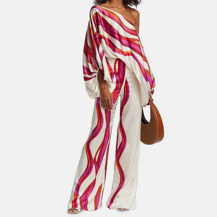 Isla | Women's Off-Shoulder Batwing Top & Wide-Leg Trousers Co-ord Set